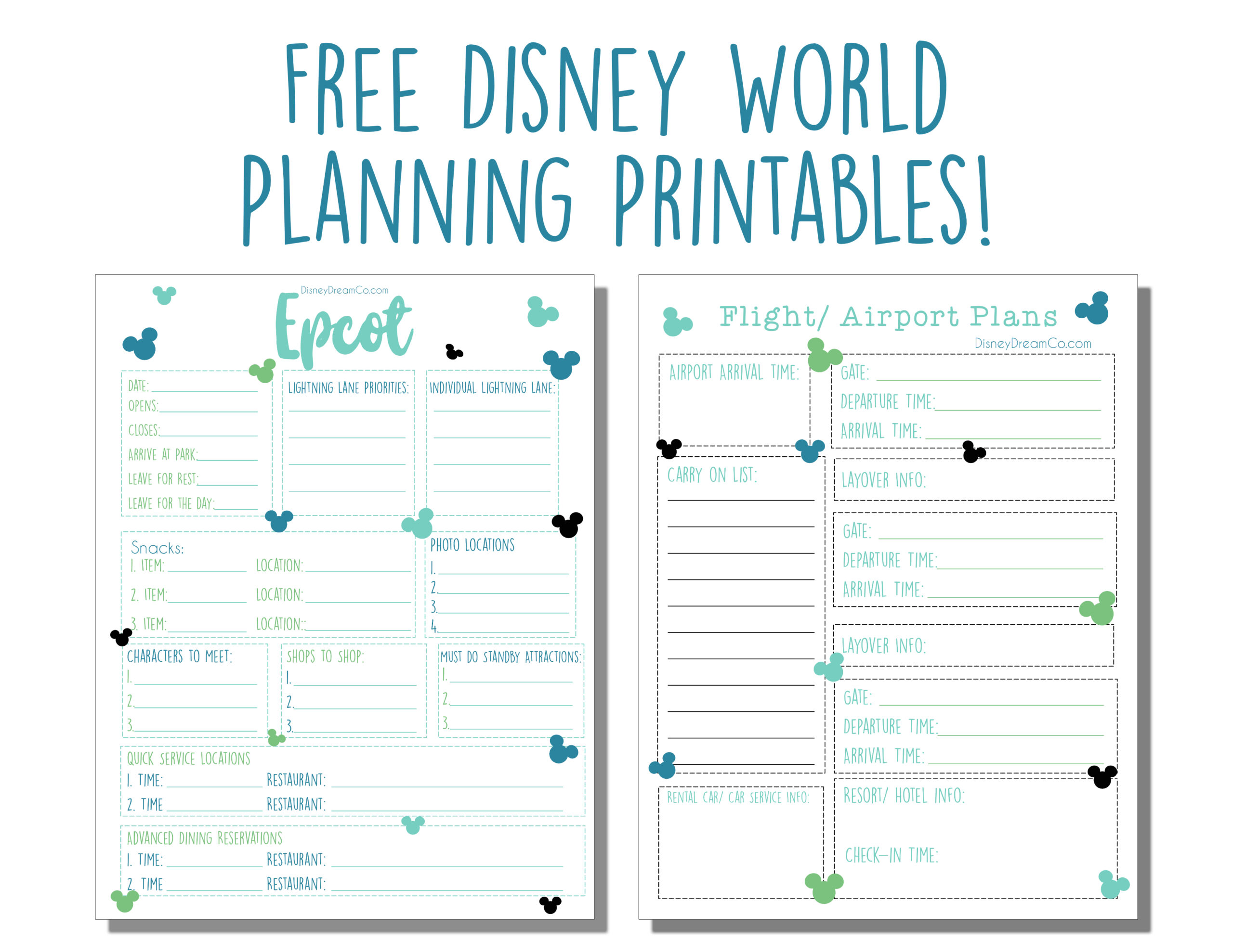 Disney World FREE Planning Printables Disney World Planner Disney