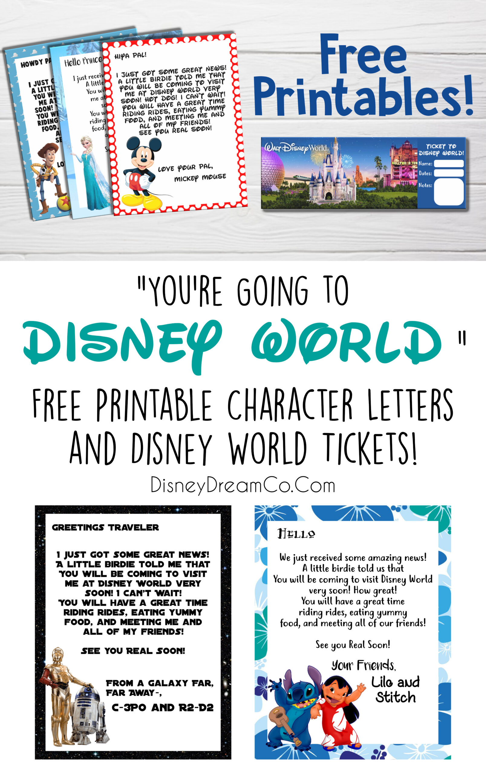 Free "You're Going To Disney World" Printable Letters And Tickets ...